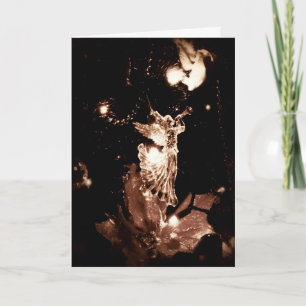 Sepia engel kerstkaart feestdagen kaart