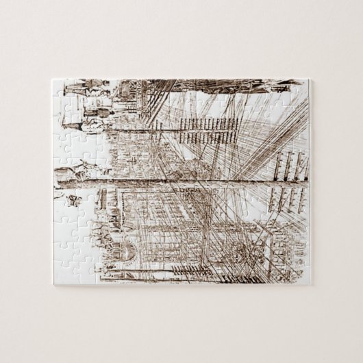 Sepia Etching Utility Lines Legpuzzel (Horizontaal)