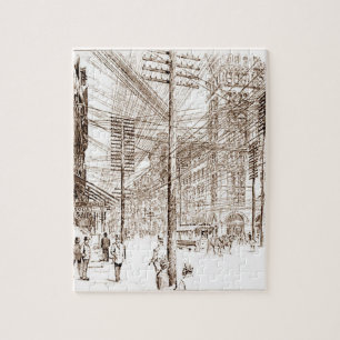 Sepia Etching Utility Lines Legpuzzel