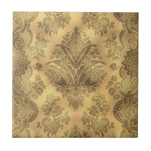 Sepia Faded Vintage Floral Tegeltje (Voorkant)