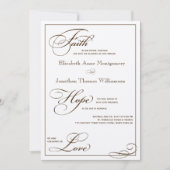 Sepia Faith Hope Love Script Weddenschap Uitnodigi Kaart (Voorkant)