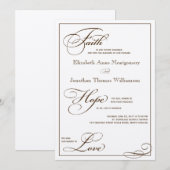 Sepia Faith Hope Love Script Weddenschap Uitnodigi Kaart (Voorkant / Achterkant)