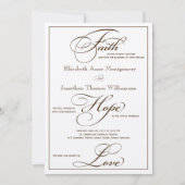 Sepia Faith Hope Love Script Weddenschap Uitnodigi Kaart (Voorkant)