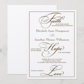 Sepia Faith Hope Love Script Weddenschap Uitnodigi Kaart (Voorkant / Achterkant)