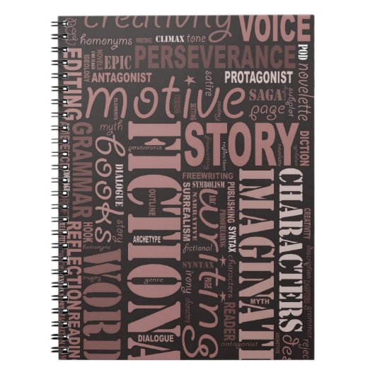 Sepia Fiction Writer's Word Art-laptop Notitieboek (Voorkant)
