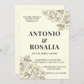 Sepia Filter Flowers  illustratie bruiloft Kaart (Voorkant / Achterkant)