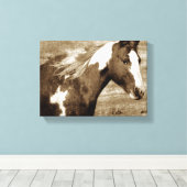 Sepia Flashy Mare Canvas Afdruk (Insitu (Houten vloer))
