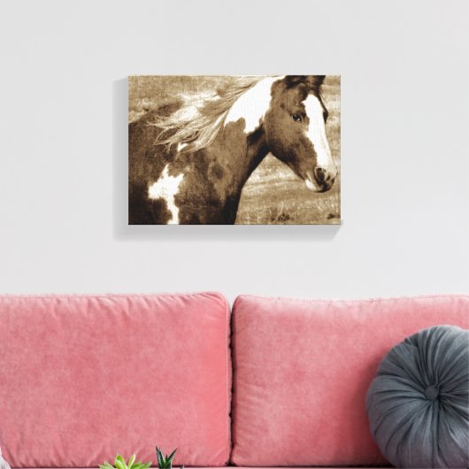 Sepia Flashy Mare Canvas Afdruk (Insitu (Woonkamer))