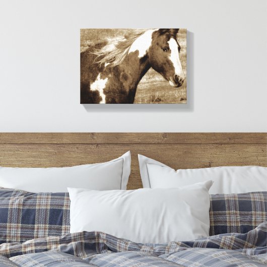 Sepia Flashy Mare Canvas Afdruk (Insitu (Slaapkamer))