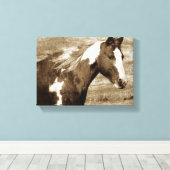 Sepia Flashy Mare Canvas Afdruk (Insitu (Houten vloer))
