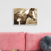 Sepia Flashy Mare Canvas Afdruk (Insitu (Woonkamer))