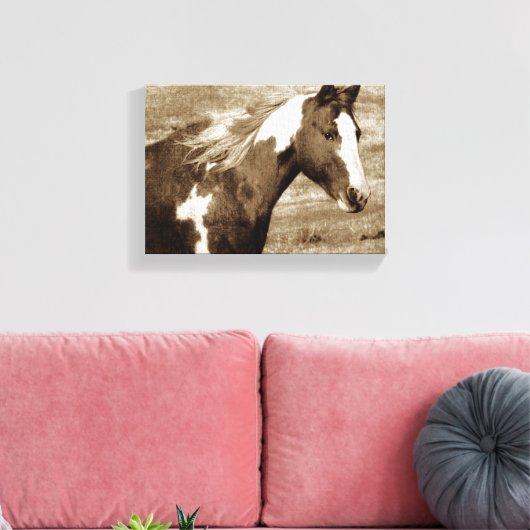 Sepia Flashy Mare Canvas Afdruk (Insitu (Woonkamer))