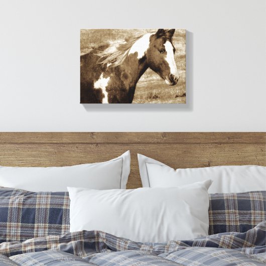 Sepia Flashy Mare Canvas Afdruk (Insitu (Slaapkamer))