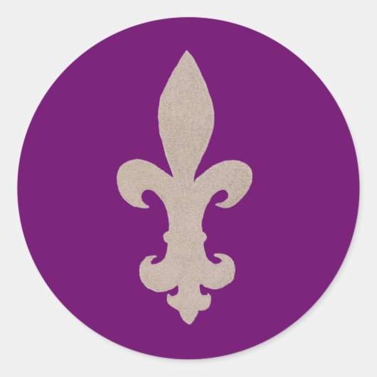 sepia Fleur De Lis Ronde Sticker (Voorkant)