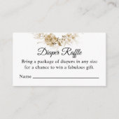 Sepia Floral Drop, Luier Raffle Baby shower Informatiekaartje (Voorkant)