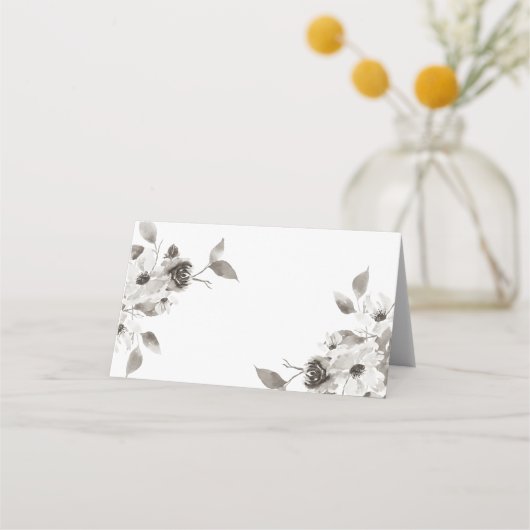 Sepia Floral Folded Place Card Plaatskaartje (Achterkant)