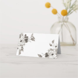 Sepia Floral Folded Place Card Plaatskaartje