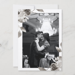 Sepia Floral Foto Waterverf Weddenschap Kaart