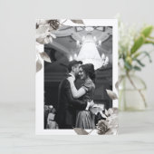 Sepia Floral Foto Waterverf Weddenschap Kaart (Staand voorkant)