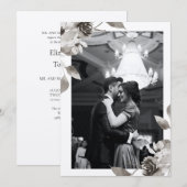 Sepia Floral Foto Waterverf Weddenschap Kaart (Voorkant / Achterkant)