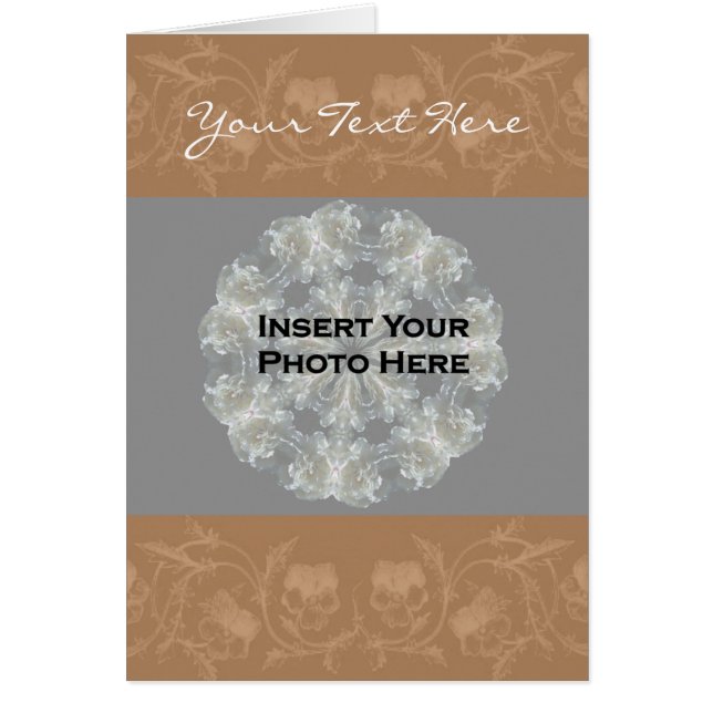 Sepia Floral Pattern-fotokaart (Voorkant)