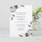 Sepia Floral Waterverf Weddenschap Kaart (Staand voorkant)