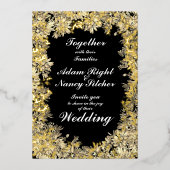 Sepia Flower Boarder on Black Weduwen Uitnodiging (Voorkant)