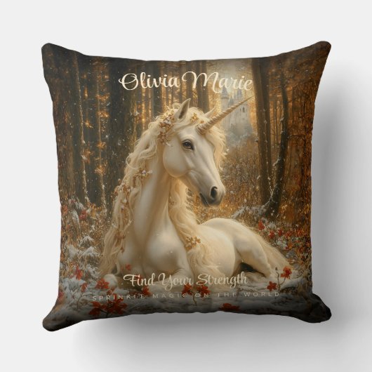  Sepia Forest Unicorn Castle Sprookje Kussen (Achterkant)