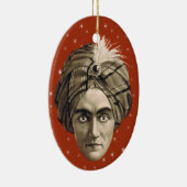  Sepia Foto Mysterious Genie Head Turban Keramisch Ornament (Rechts)