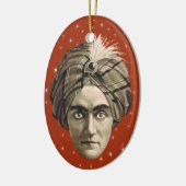  Sepia Foto Mysterious Genie Head Turban Keramisch Ornament (Links)