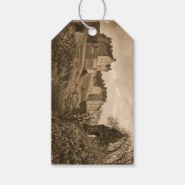 Sepia foto van Edinburgh Castle Cadeaulabel