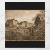 Sepia foto van Edinburgh Castle Wijn Etiket (Enkel label)