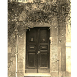 Sepia foto van een deur in Europa Staand Fotobeeldje