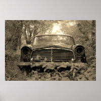 Sepia Foto van oude roestachtige klassieke auto