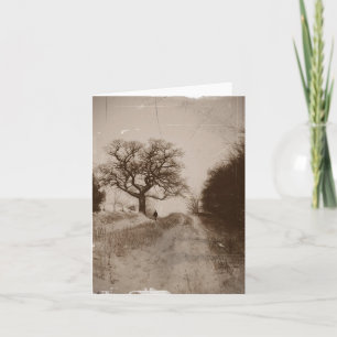 Sepia foto van sfeervolle kerstsneeuwscène feestdagen kaart