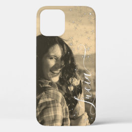 Sepia Fotosjabloon Kalligrafie Glitter Sterren Case-Mate iPhone Case
