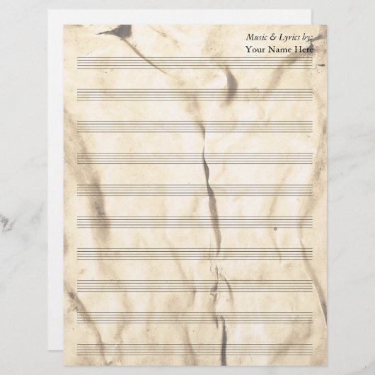 Sepia Gekreukeld Blank Bladmuziek 10 Stave (Voorkant / Achterkant)