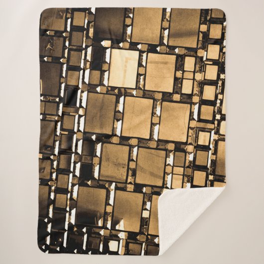 Sepia Geometric Mirrors Sherpa Deken (Voorkant)
