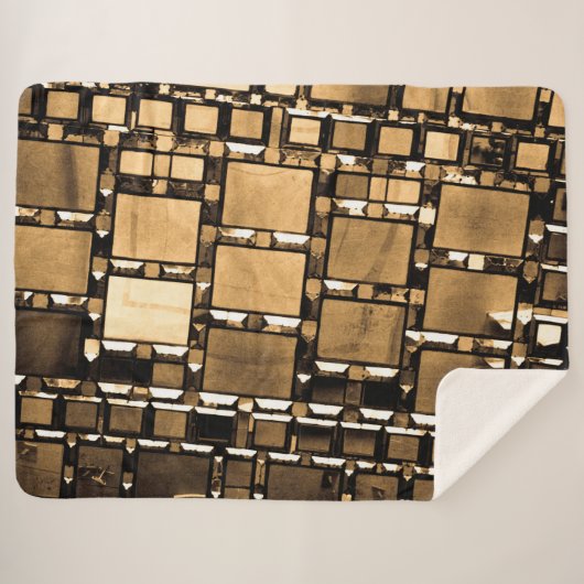 Sepia Geometric Mirrors Sherpa Deken (Voorkant (horizontaal))
