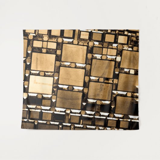 Sepia Geometric Mirrors Wandkleed (Voorkant (horizontaal))