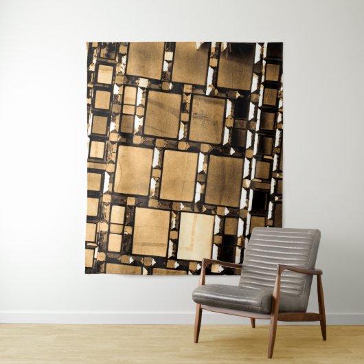 Sepia Geometric Mirrors Wandkleed (In situ)