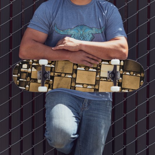 Sepia geometrische spiegels patroon persoonlijk skateboard (Buiten 3)