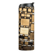 Sepia geometrische spiegels patroon thermosbeker (Gedraaid links)