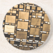 Sepia geometrische spiegels patroon zandsteen onderzetter (Voorkant)