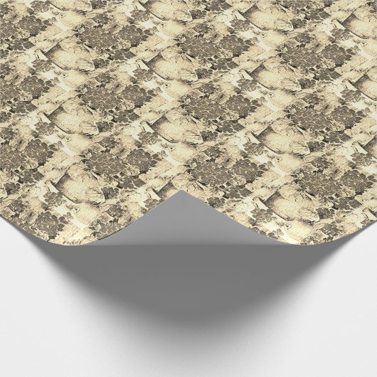 Sepia Geranium Cadeaupapier (Hoek)