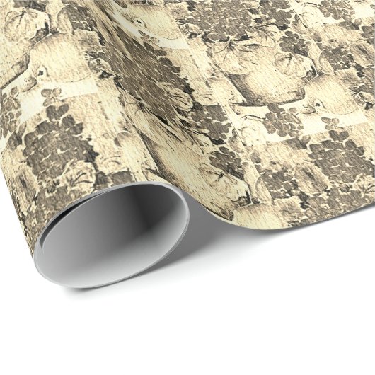 Sepia Geranium Cadeaupapier (Rol Hoek)