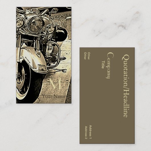 Sepia getinte motorfiets visitekaartje (Voorkant / Achterkant)