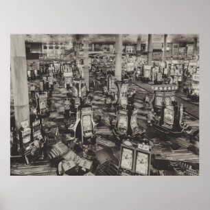 Sepia getinte Vegas Casino Fruitautomaten Poster
