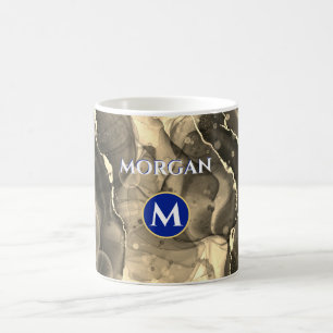 Sepia Getinte Vloeibare Inkt, Monogram & Naam Koffiemok