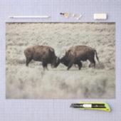 Sepia Gevecht Bizons Yellowstone Tissuepapier (Craft)